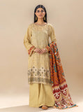 3 PIECE EMBROIDERED LAWN SUIT-OCHRE VOOM MORBAGH SU_24   