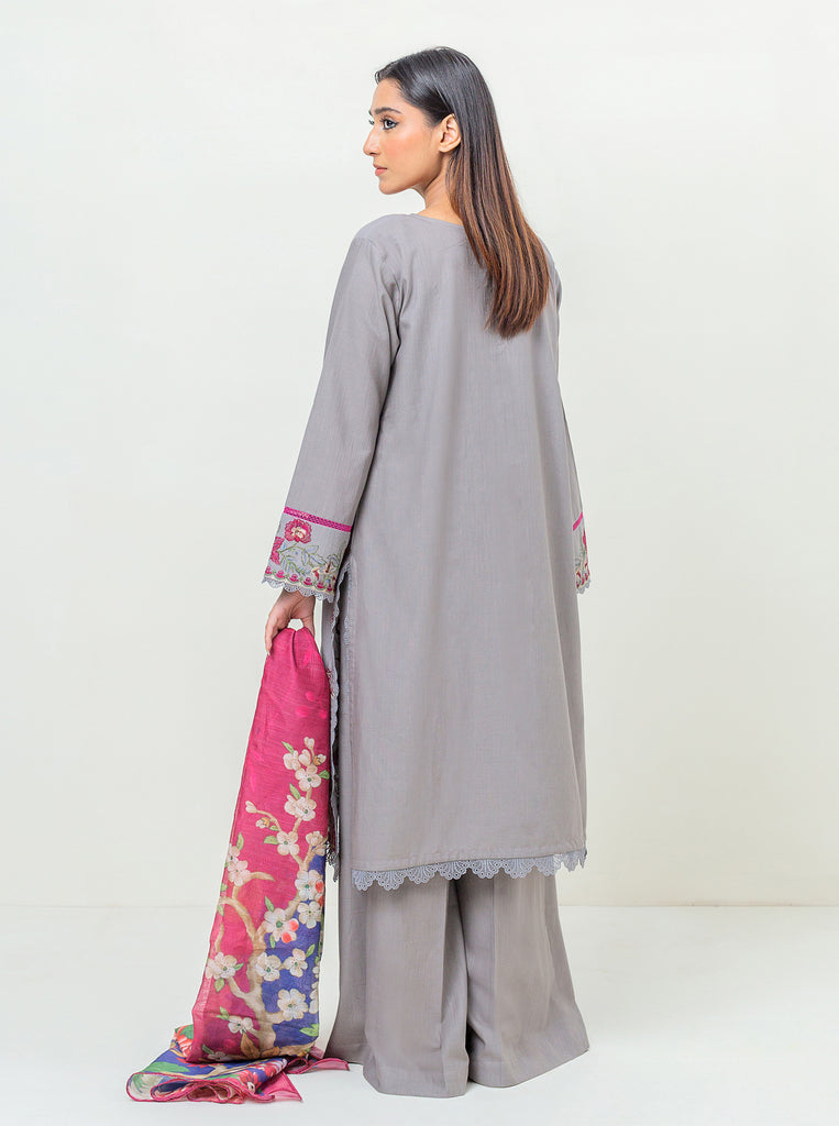 3 PIECE - EMBROIDERED KHADDAR SUIT - COOL WINTER DAY